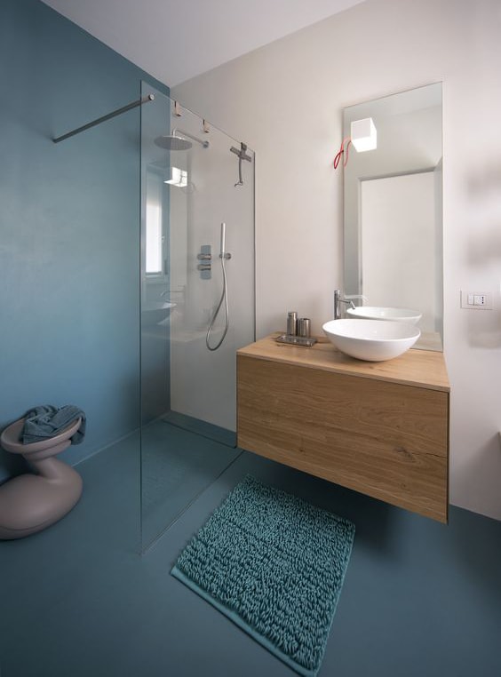 Bagno moderno senza piastrelle